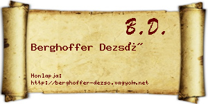 Berghoffer Dezső névjegykártya