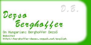 dezso berghoffer business card