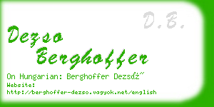 dezso berghoffer business card